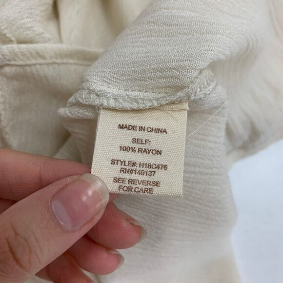 One The Land Tank Top Womens S Small Ivory Ruffle Overlap Cold Shoulder Cami - Picture 12 of 14